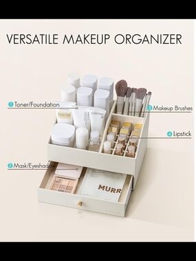 Cream Makeup Organizer with Drawer - Brand:
